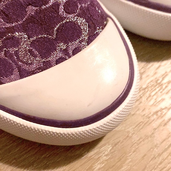 [Coach] Signature Shearling Flat Sneaker Tennis Shoes in Purple Lilac Womens 5.5 - Picture 13 of 15